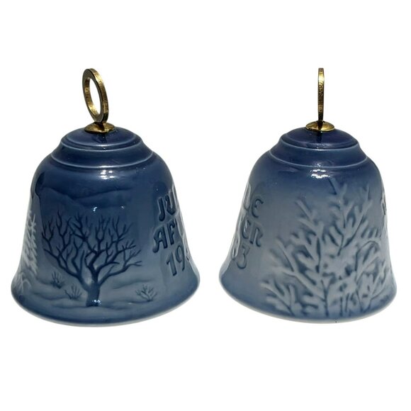 VTG Bing & Grondahl Jule Porcelain Bell 1980 1983 Christmas Denmark Deer Birds - Picture 10 of 11